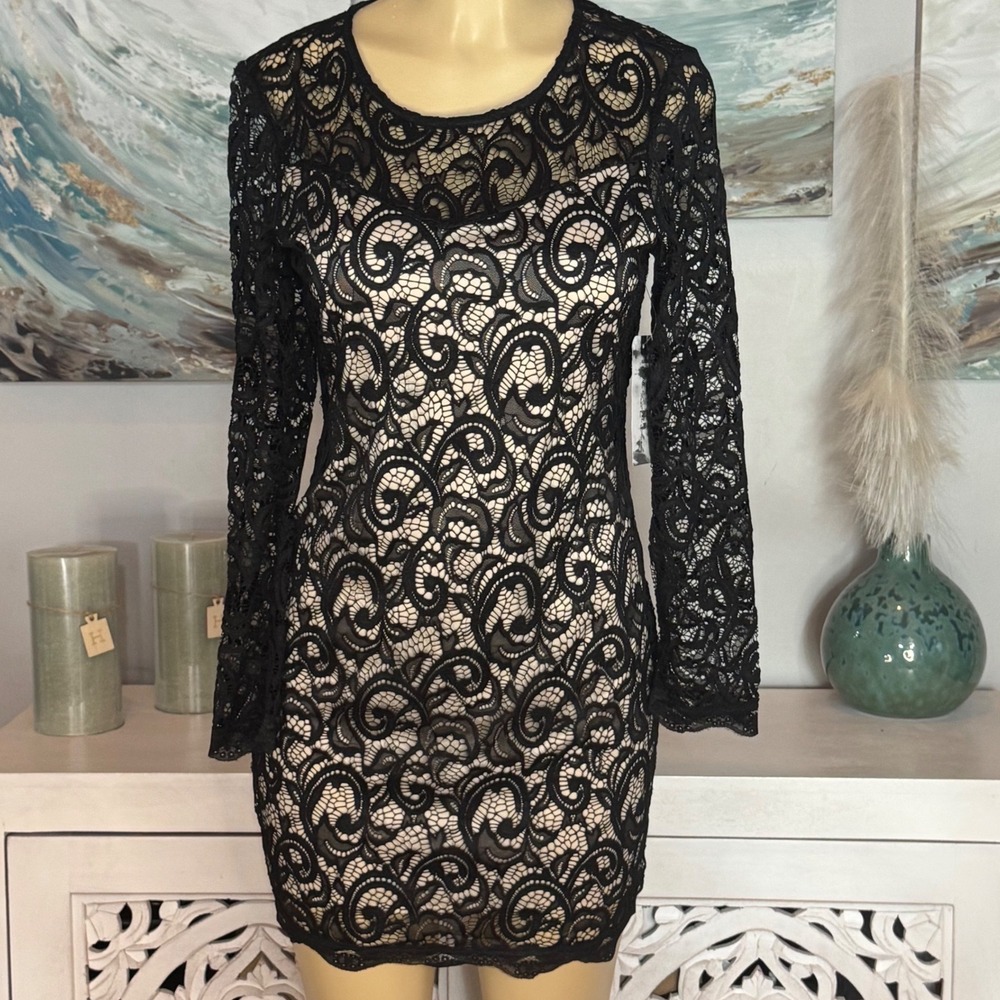 Love Fast Live Hard Black Lace Bodycon Dress NWT Size M